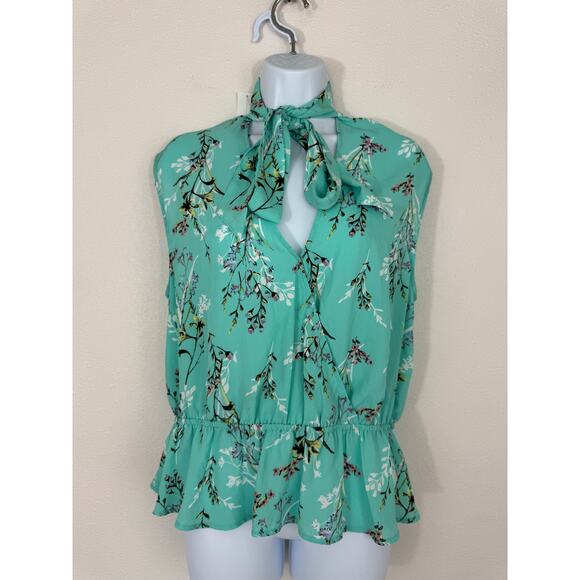 Soho NY&C Floral Tie-Neck Peplum Blouse NWT Size Large - Picture 1 of 6
